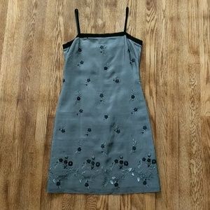 Ann Taylor Grey Embroidered Silk Cocktail Dress 4